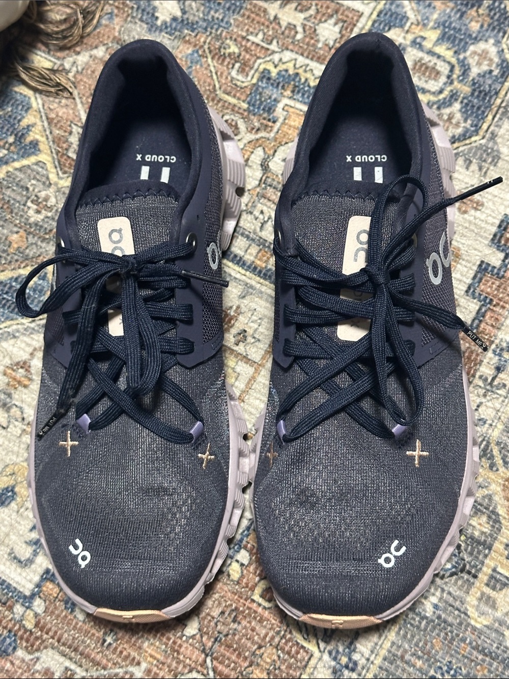 On Running Women's Sneakers in Navy and Light Pink